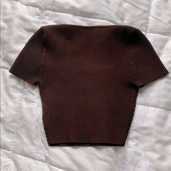 Babaton Brown Ribbed Knit Top - Picture 3 of 3